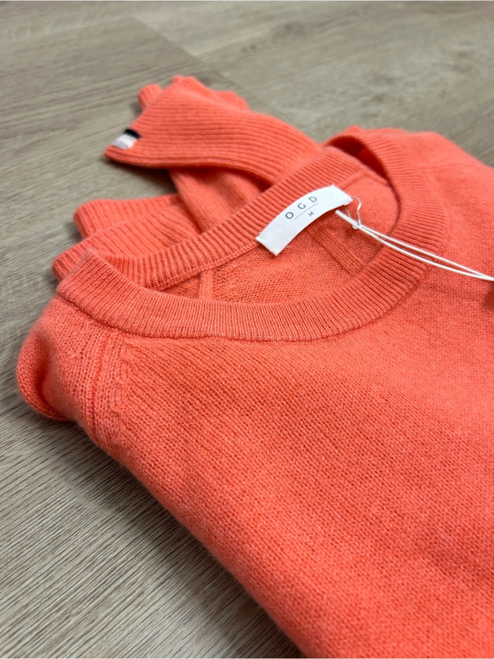 NWT One Grey Day 100% Cashmere Sloan Bright Coral Lightweight Pullover Sweater